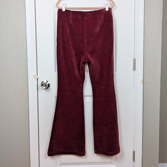 Anthropologie Burgundy Flare Pants - Picture 2 of 7
